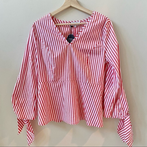 Universal Standard For J. Crew Striped Blouse Red & White NWT XS - Picture 3 of 9
